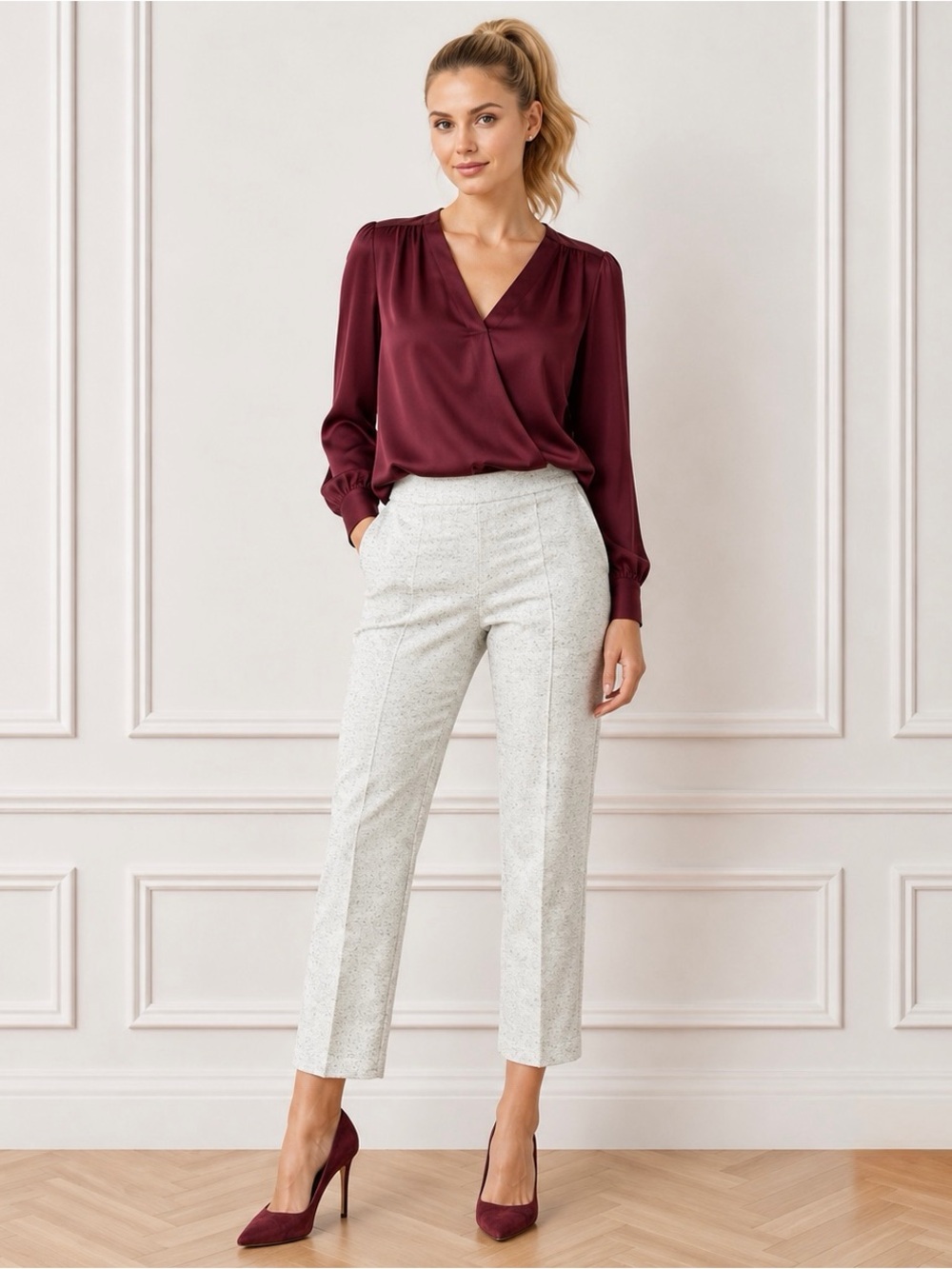 NWT Lysse $108 Womens Small Ponte Shaping Pull On Slim Crop Pants Neutral Print
